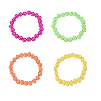 BinaryABC Neon Beads Beaded Bracelets for 70s 80s Party Dress Costume Accessories,4PCS