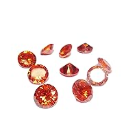 HI International 1mm to 15mm AAA Grade Round Orange Color Cubic Zirconia, Synthetic Orange Diamond Transparent Loose Stone Supplies Zircon for jewellry making