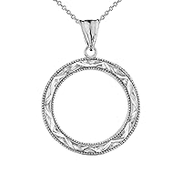 CHIC SPARKLE CUT CIRCLE OF LIFE PENDANT NECKLACE IN WHITE GOLD - Gold Purity:: 10K, Pendant/Necklace Option: Pendant Only
