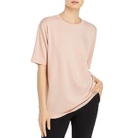 Womens Solid Elbow-Sleeve Basic T-Shirt