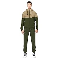 Men's Tracksuit Full Zip Activewear 2 Piece Hoodie Outfit Long Sleeve Jogger Sweatsuit Running Athletic Sports Set Track Suit