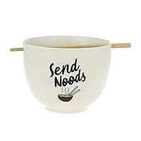 Enesco Our Name is Mud Send Noods Soup Ramen Bowl and Chopsticks, 3.875 Inch, White,1 Ounces