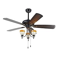 Ceiling Fan with Lights Ceiling Fan with Remote Control Ceiling Fan with Lights Indoor Crystal Chandelier Ceiling Fans Light for Home, Living Room, Bedroom, Study/Yellow/52Inch