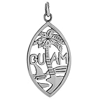 1.25 inch Sterling Silver Word Guam Seal Necklace for Women and Men Polished finish available With or Without Chain