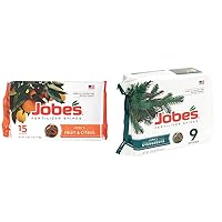 Jobe's, 01612, Fertilizer Spikes, Fruit and Citrus, Includes 15 Spikes, 12 Ounces, Brown & Fertilizer Spikes, Evergreen Tree, 9 Count, Slow Release, Cypress, Juniper, Magnolia