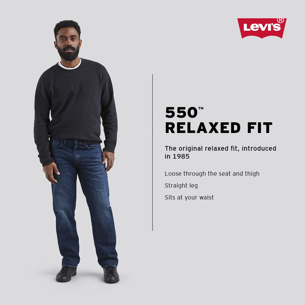 Levi's Men's 550 Relaxed Fit Jeans (Also Available in Big & Tall), Medium Stonewash, 34W x 32L