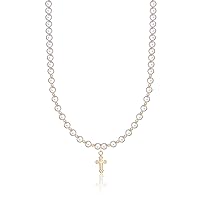 Christening Gold-filled Cross Charm with Cream Swarovski Simulated Pearls Luxury Infant Necklace (NGC)