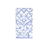 Caspari Algarve Ceramic Blue Paper Linen Guest Towel Napkins - 12 Per Package