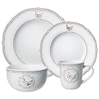 Pfaltzgraff Farmhouse Dinnerware Set (16 Piece), Blue, White