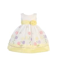 Girls Poly Silk Trimmed Organza Flower Girl Spring Dress 2T-6