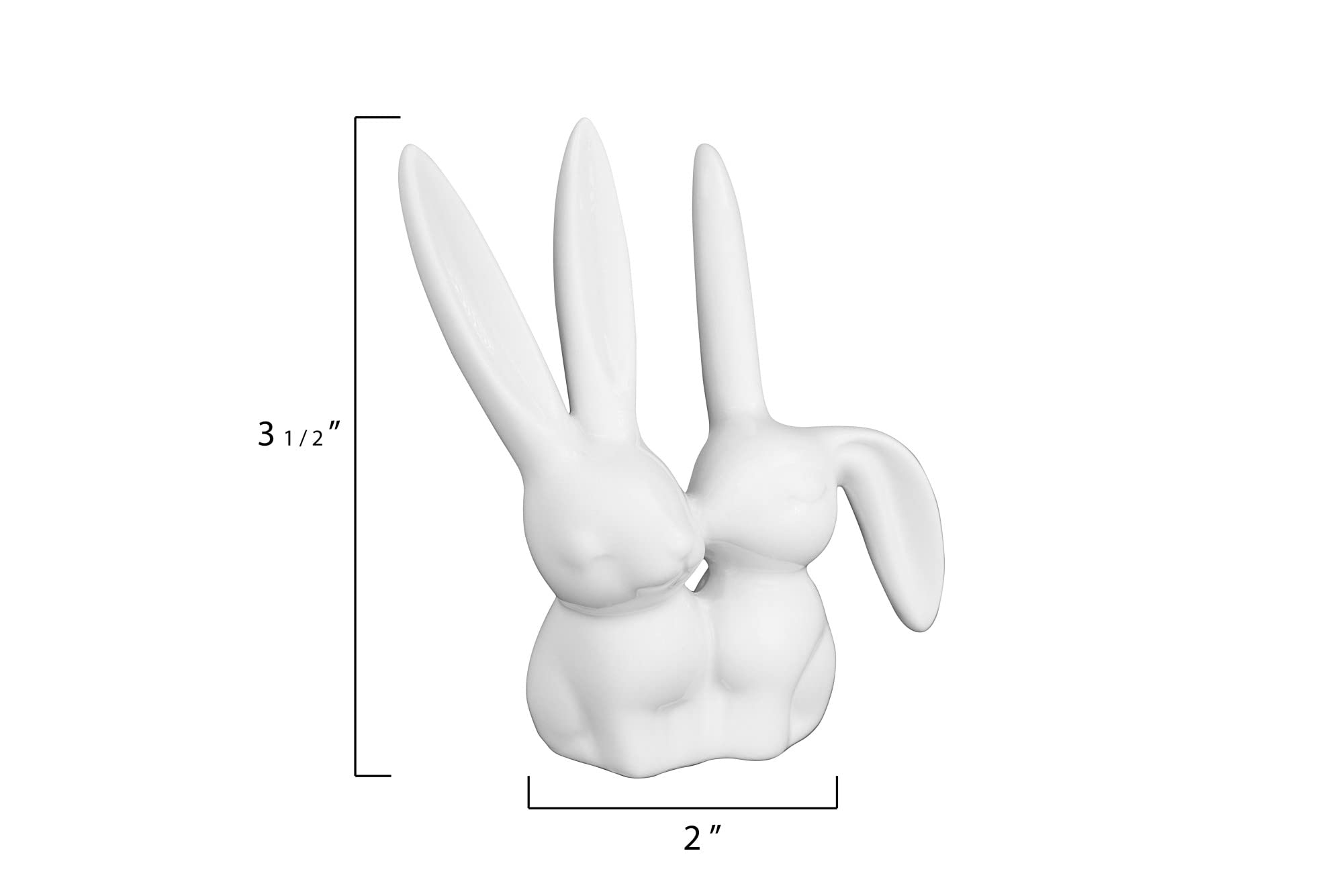 Creative Co-Op DA2618 White Ceramic Bunny Ring Holder, 3