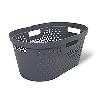 Clorox Laundry Basket Plastic - Portable Clothes Hamper with Handles – Sturdy Storage Bin for Bedroom and Baby Nursery, 1 Bushel, Gray
