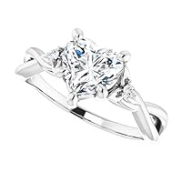 Mois 1 CT Heart Cut Colorless Moissanite Engagement Ring Wedding/Bridal Ring, Diamond Ring, Anniversary Solitaire Accented Promise Vintage Antique 925 Sterling Silver Best Ring for Wife