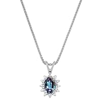Rylos Necklaces For Women 14K White Gold - June Birthstone Pendant Necklace Simulated Alexandrite 6X4MM Color Stone Gemstone Jewelry For Women Gold Necklace