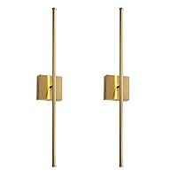 Modern Wall Sconces Set of Two, Dimmable Hardwired Wall Sconces, 350° Rotate, LED Brushed Brass Wall Light Fixtures, 3000K Warm Light Wall Lamp for Bathroom, Living Room, 27.8 Inch (2 Pack)