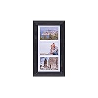 5x7 Distressed Wood 3Opening Matted Collage Picture Frame, Displays Three, Black