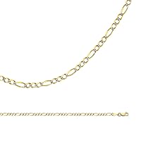 14k Yellow & White Gold Necklace Solid Figaro Chain Pave Diamond Cut Thin Two Tone 2.7 mm 20 inch