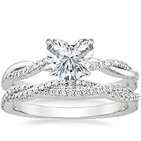 Moissanite Wedding Ring Sets for Her Solitaire Band 10K/14K/18K Solid White Gold Moissanite Wedding Ring Sets for Her Promise Gifts for Her Heart Cut Twisted Shank Engagement Ring 2 Carat