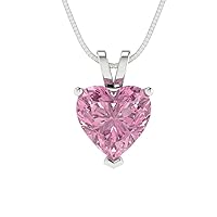 Clara Pucci 2.0 ct Heart Cut Genuine Pink Simulated Diamond Solitaire Pendant Necklace With 18