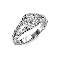 Round IGI Certified Lab Grown Diamond & Natural Diamond 1.38 ctw Prong set Women Halo Engagement Ring in 14K Gold