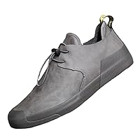 Men's Leather Sneakers Lace up Fashion Loafer Shoes Plug Size 46