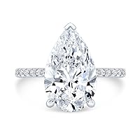 Kiara Gems 5.25 CT Pear Infinity Accent Engagement Ring Wedding Eternity Band Vintage Solitaire Silver Jewelry Halo Anniversary Praise Ring