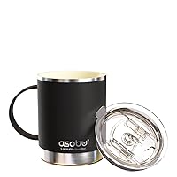 asobu Stainless Steel Insulated Coffee Mug with Ceramic Inner Coating for Ultimate Flavor 12 Ounce (Black)