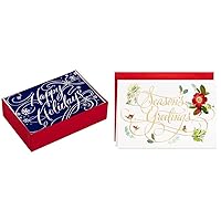 Hallmark Boxed Holiday Cards, Happy Holidays (40 Cards with Envelopes) and Floral Season's Greetings (40 Cards with Envelopes)