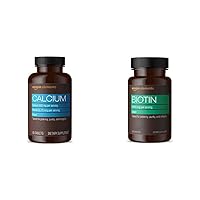 Amazon Elements Calcium Plus Vitamin D and Amazon Elements Vegan Biotin - Supports Strong Bones, Immune Health, Hair, Skin and Nails