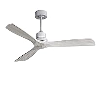 Sofucor 52 Inch Ceiling Fan No Light with Remote Carved Wood Fan Blade Reversible DC Motor Modern Farmhouse Ceiling Fan Without Light
