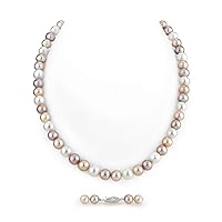 The Pearl Source Freshwater Pearl Necklace for Women - Pearl Strand Necklace | Multi-Color Long Pearl Necklace with Genuine Cultured Pearls