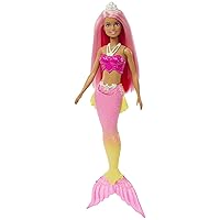 Dreamtopia Mermaid Doll, Pink Hair, Pink & Yellow Ombre Tail & Tiara Accessory