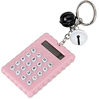 2 in 1 Calculator Key Chain,Cute Bell Cookie Style Mini Calculator with Keychain, 8 Digits Electronic Mini Portable Calculator, Candy Color Digits Electronic Calculator for Children (Pink), Calcu