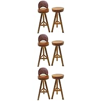6 pcs Stool Decorations Wooden high Chair Rocking Chair Armchair Small Furniture Doll House Wooden Step Stool Small Dollhouse Furniture Model Wooden Statue Footstool Chair