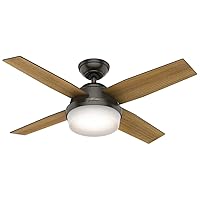 Hunter Fan Company, 59444, 44 inch Dempsey Noble Bronze Ceiling Fan with LED Light Kit and Handheld Remote