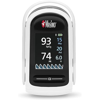 Masimo MightySat Fingertip Pulse Oximeter with Bluetooth, Monitor Blood Oxygen Saturation and Breath per Minute, OLED Screen, Touchpad, Long Battery Life
