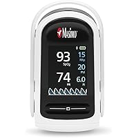 MightySat Fingertip Pulse Oximeter with Bluetooth, Monitor Blood Oxygen Saturation and Breath per Minute, OLED Screen, Touchpad, Long Battery Life
