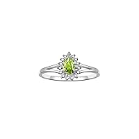 Rylos 14K White Gold Halo Ring: Diamonds & 6X4MM Pear-Shaped Gemstone - Women's Jewelry - Elegant Diamond Ring Sizes 5-10