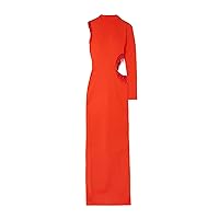 STAUD Women's Kirsten One-Sleeve Cut-Out Fringed Column Maxi Dress Fire Red