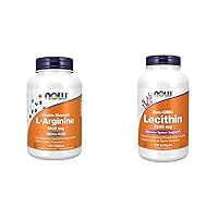 NOW Supplements, L-Arginine 1,000 mg, Nitric Oxide Precursor*, Amino Acid, 120 Tablets & Supplements, Lecithin 1200 mg with Naturally Occurring Phosphatidyl Choline, 200 Softgels