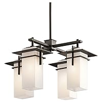 Kichler Caterham 12.75 inch 4 Light Chandelier with Satin Etched Cased Opal Glass in Olde Bronze®
