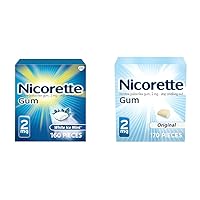 Nicorette 2mg Nicotine Gum to Help Quit Smoking - White Ice Mint Flavored Stop Smoking Aid, 160 Count & 2mg Nicotine Gum to Quit Smoking, Unflavored, Original, 170 Count