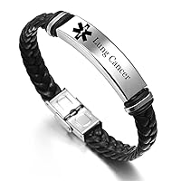 Custom Medical Alert Bracelet,Personalized ID Bangle for Women Men Stainless Steel Leather Medic Alarm Wristband,Body Conditions Awareness Jewelry for Outdoor Indoor Emergency Life Saver