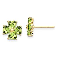 14k Yellow Gold Love Heart shaped Peridot Flower Post Earrings Measures 9x9mm Wide Jewelry Gifts for Women