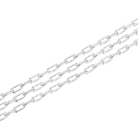 Adabele 5 Feet (60 Inch) Authentic 925 Sterling Silver Unfinished 2.5mm (0.1 Inch) Paperclip Link Drawn Cable Chain Bulk for Jewelry Making Nickel Free Hypoallergenic SSK-D1