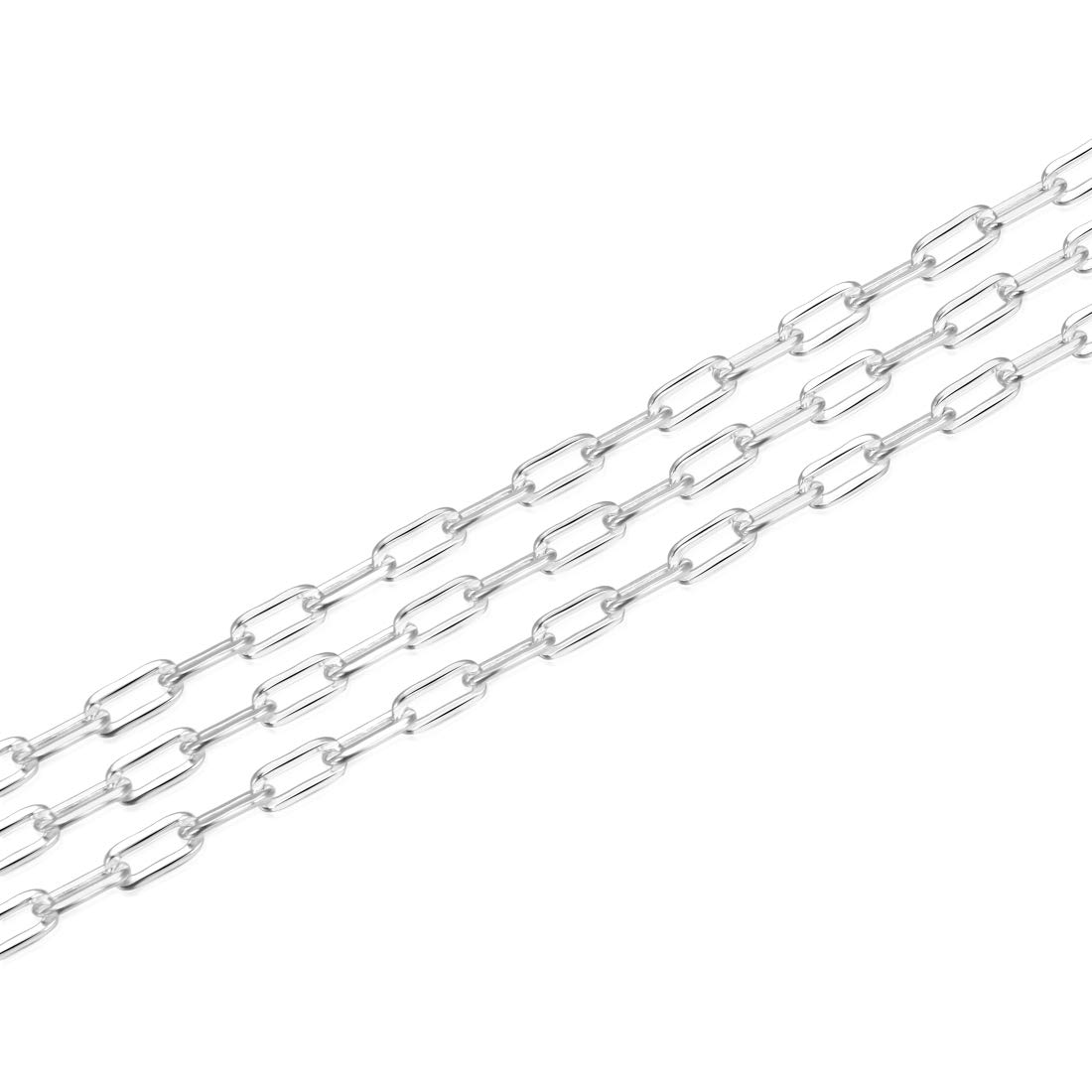 Adabele 5 Feet (60 Inch) Authentic 925 Sterling Silver Unfinished 2.5mm (0.1 Inch) Paperclip Link Drawn Cable Chain for Jewelry Making Nickel Free Hypoallergenic SSK-D1