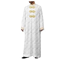 Men's Jubba Thobe, Muslim Fashion Robe, Long Sleeve Saudi Arab Gold Lace Thobe Jubba, Kaftan Islamic Clothing 12 L