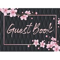 Guest Book: Black Pink Floral Wedding, Anniversary, Birthday, Bridal Shower, Baby Shower Guestbook