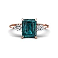 London Blue Topaz 3.44 ctw Hidden Halo accented Side Lab Grown Diamond Engagement Ring Set in Tiger Claw prong setting in 14K Gold
