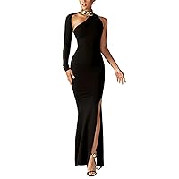 Women's Sexy Elegant One Shoulder Backless Floor Length Long Maxi Dress